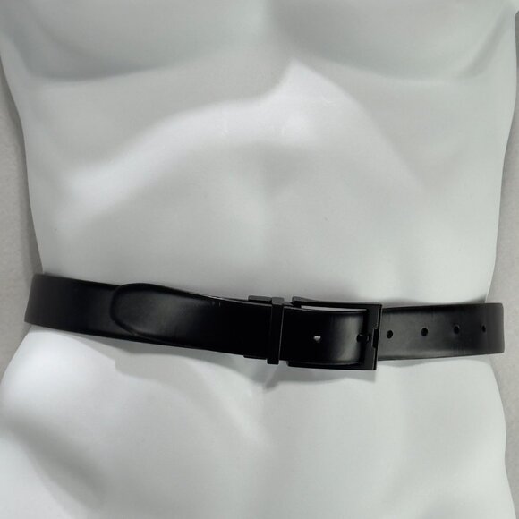 PERRY ELLIS Men Black/Brown Genuine Leather Belt Reversible Black Buckle Size 38 - Picture 1 of 12